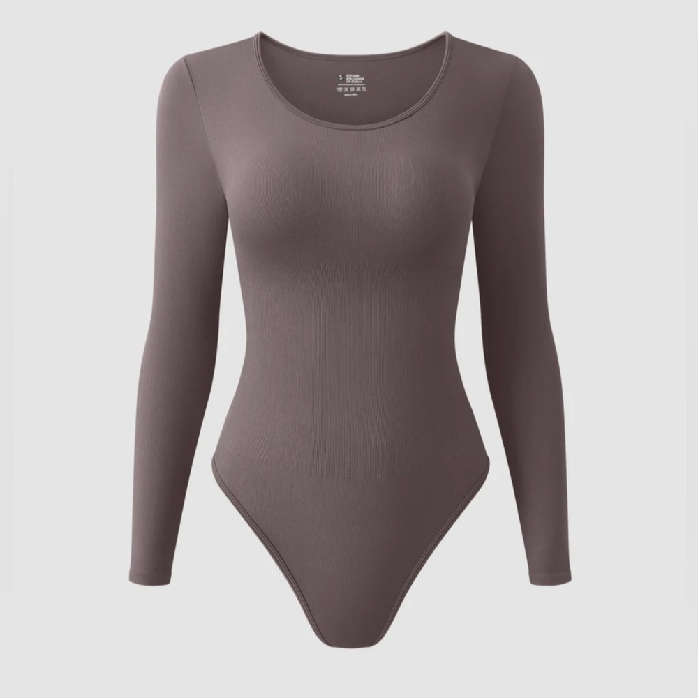 OQQ Crew Neck Long Sleeve Bodysuit-Size M-Tea Leaf